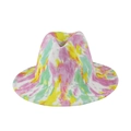 Vibrant tie-dye fedora hat in pink, yellow and mint green felt with wide brim - 58cm One Size / Light Purple and Yellow Tie-Dye
