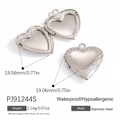 Pendaglio a cuore in acciaio inossidabile lucido argento con dimensioni e peso - PJ91244S/Argento/Liscio/19mm