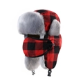 Gorro de aviador de invierno a cuadros rojos con piel sintética y máscara extraíble - Talla única / Cuadros Rojos Con Máscara