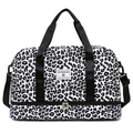 Bolsa de viaje con estampado de leopardo blanco y negro y compartimento zapatero - Estampado de Leopardo Negro