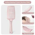 Jasmine pink vented detangling hairbrush with nylon bristles for scalp massage styling - Pink Curved Vent Brush