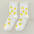 Calcetines blancos de terciopelo de visón con peras amarillas para calidez y confort invernal - Talla única / Pera