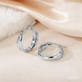 Elegant 316L stainless steel geometric earrings with a polished silver-tone finish - 20mm (PJER367) / Silver