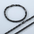 Conjunto de collar y pulsera para hombre en acero inoxidable chapado en negro mate - Pulsera 4.5mmx21cm / Negro