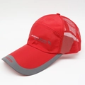 Red breathable mesh baseball cap with gray contrast brim and modern sport print - Adjustable / Red Mesh