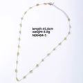 Irregular light green stone necklace with silver stainless steel chain, 45cm length - Olive Green