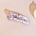 Detail of a rectangular acetate hair clip featuring a colorful marble stone texture - 4# Marble Pattern Acetate Long Barrette