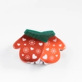 Cute red and green Christmas glove hair claw clip with snowflake and heart patterns - Christmas Glove (C15-3-6)