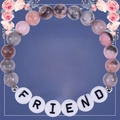 Pink zebra jasper beaded bracelet with FRIEND letter beads on Best Friend gift card - Best Friend-1
