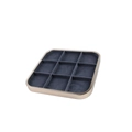9-compartment jewelry display tray with champagne gold frame and dark grey velvet liner - 29.5x29.5cm 9-Grid Tray-Grey