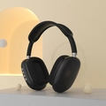 Matzwarte draadloze over-ear hoofdtelefoon met zachte kussens op een luxe standaard - Micro-USB Oplaadpoort / Zwart