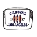 Clear PVC makeup bag with blue California 1987 print and black reinforced edges - 075-California 1987