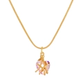 Collar colgante corazón Castillo de Diamantes con cristal rosa en acabado dorado - Rosa