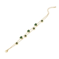 Gold double-layer stainless steel bracelet featuring green heart and star emerald charms - Heart and Star Style (2#)