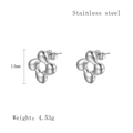 Silver four-petal flower stainless steel stud earring with 14mm height and 4.53g weight - Silver Style (LE3539)