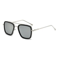 Retro square polarized sunglasses with silver metal frame and mirrored lenses - Silver Frame White Mirror Lens