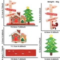 Detailed size chart for the wooden Christmas desktop puzzle with components and dimensions - Gingerbread House Signpost Style