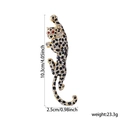 Golden leopard brooch with black crystals and red eyes, detailed size 10.3cm and 23.3g - Ruby-Eyed Leopard (XD824472)