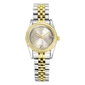 Orologio da donna bicolore oro e argento con lunetta diamantata e numeri romani - Oro-Argento Bianco