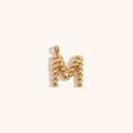 18K gold plated letter M pendant with twisted rope texture and hanging loop - Letter M