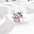Silver turtle cartilage stud earring with pink zircon stone on white fabric - Single Piece / Light Pink (A575-2)