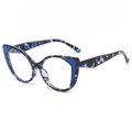 Cat eye glasses frames with vintage blue purple tortoiseshell texture in TR material - Blue Floral Frame