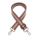 Close-up of woven bag strap in orange and grey geometric pattern with metal hardware - Gray Orange Red Geometric Pattern (Gunmetal Hardware)