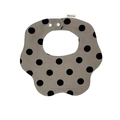 Absorbent grey cotton baby bib with black polka dots and petal-shaped double snaps - Dark Grey Polka Dot