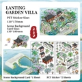 Kit stickers style chinois DIY avec feuilles PET et cartes de paysage effet 2.5D - Jardin de Lanting