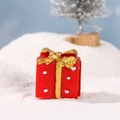 Miniature red Christmas gift box figurine with golden bow for DIY moss terrarium decor - Red Christmas Gift Box
