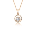S925 sterling silver necklace with rose gold halo pendant and D-color moissanite stone - Circular Surrounding Drilling Design (fddz-002) / Rose Gold