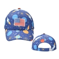 Kinderhonkbalpet in marineblauw met ruimteprint en geborduurde Amerikaanse vlag - Koningsblauw