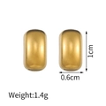 Polished gold titanium steel pearl earrings with 1cm height and 0.6cm width - Rectangular Metal Studs (JZE834-E)