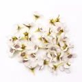 Mini white silk daisy flower heads with pink centers for DIY wedding crafts and home decor - White