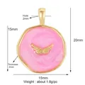 Ciondolo ali d'angelo in smalto rosa e rame placcato oro, dimensioni 15mm x 20mm - Ala / Rosa