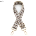 Adjustable retro floral jacquard bag strap with gold metal buckle and lobster clasps - A-5 Khaki Light Coffee