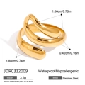 Detailed macro view of gold spiral twisted stainless steel ring with material specifications - Gold
