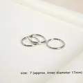 Set di tre anelli minimalisti in acciaio inossidabile argento misura 7 diametro 17mm - Misura 7 Anello