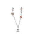 925 silver maple leaf safety chain charm with orange stones for DIY bracelets - PAC1353-Autumn Maple Leaf Safety Chain