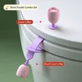 2-pack purple silicone tulip toilet lid lifter with suction and strap design - Tulip Set - Purple (Regular)