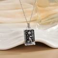 Detail of silver tarot card star pendant with black enamel and colored zircon stones - Silver Star Black Enamel Style (XL0513)