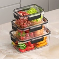 3-piece set of stackable divided lunch boxes with black snap lids on marble counter - Divided - Black 3pcs Set / S+M+L
