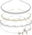 Set of four gold and silver bridal headbands with rhinestones and faux pearls - Silver And Gold Headbands Combination (28#)