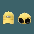 Berretto da baseball giallo da aviatore con occhiali e patch Hand Made design - Adulto M (56-58cm) / Stile Occhiali Base / Giallo