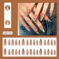 Uñas postizas de almendra larga con estampado de leopardo cat-eye y degradado - Estampado de Leopardo Café Claro (MY119) / Tipo de Pegamento