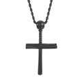 Men's black stainless steel baseball cross necklace with bat details and matching chain - With Twist Chain (500*2.4mm) / Black
