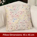 Linen Christmas pillow cover 45x45cm with shiny colorful stars for sofa decor - Colorful Stars (Beige)