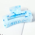 Elegant square hair claw clip in light blue marble texture acetate finish - 8.5cm Marbled Blue