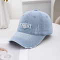 Vintage light blue denim baseball cap with 1989 embroidery and distressed detailing - 1989 Embroidery Style / Light Blue