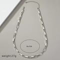 Collana a catena geometrica rettangolare argento con chiusura a moschettone e estensione - Argento